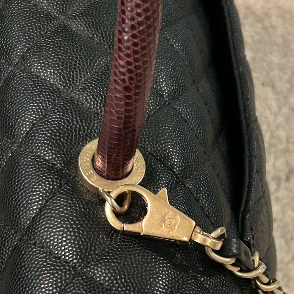 CHANEL CAVIAR MEDIUM COCO TOP HANDLE BAG BLACK✨ AUTHENTIC - Picture 7 of 16